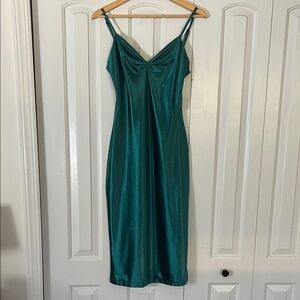 Elegant Emerald Satin Dress